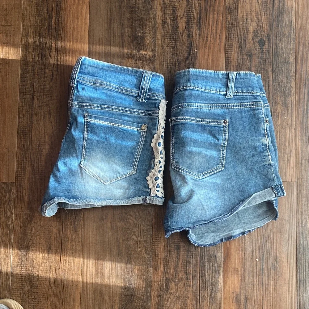 Bundle Rue21 Distressed Blue Jean Shorts with Lace Accents